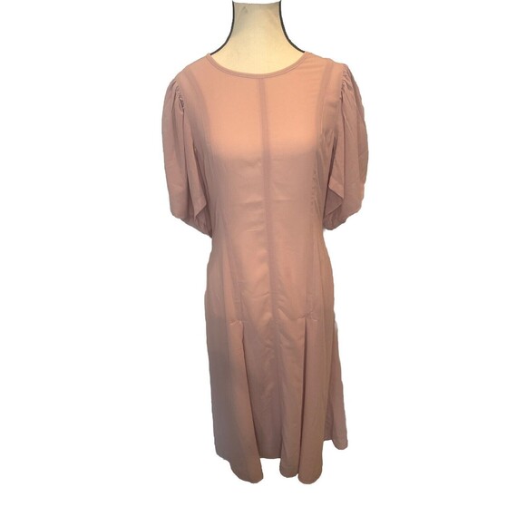 Anthropologie Dresses & Skirts - by Anthropologie Modern PINK Sheer Polyester Midi Dress Pleats Size 6